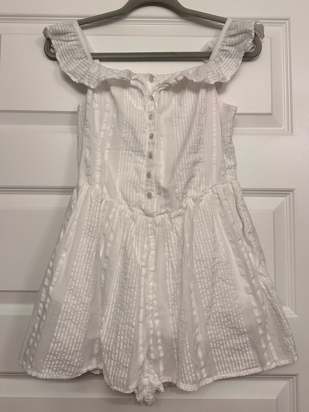 aerie White Textured Off-Shoulder Romper